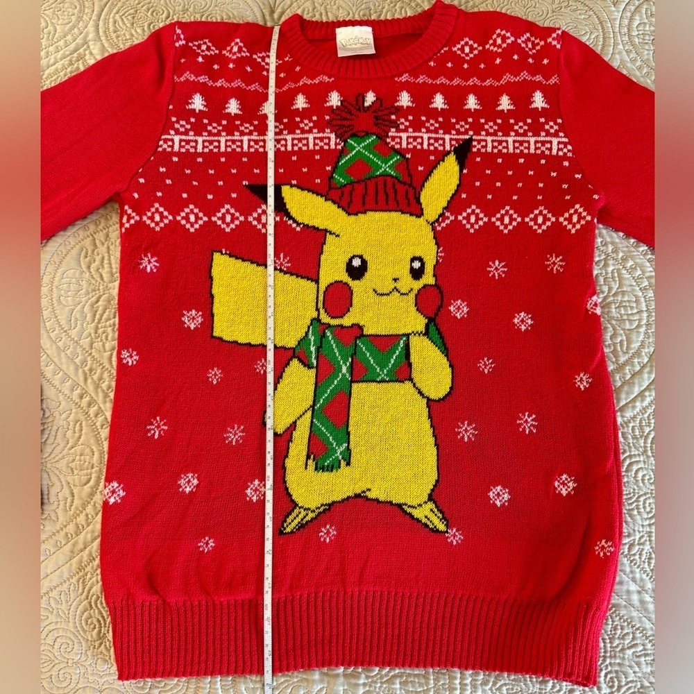 🎅 POK’eMoN Holiday sweater juniors large cotton poly blend machine wash - Picture 6 of 6